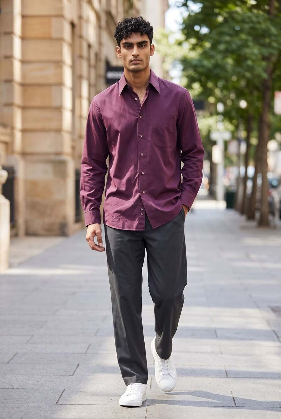 Hugo Boss Long Sleeve Button Down Dress Shirt Plum Purple Medium